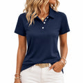 Polo femme taille M bleu marine en tissu piqué à manches courtes style décontracté