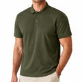 Polo homme taille M en tissu vert kaki à manches courtes style classique
