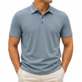 Polo homme taille L bleu gris en maille piquée à manches courtes style décontracté