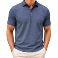Polo homme taille L en maille textile bleu à motif manches courtes