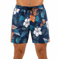 Short de bain homme M bleu marine à imprimé floral tropical avec cordon de serrage