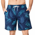 Short de bain homme taille L en tissu synthétique bleu marine à motif tropical avec poches