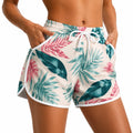 Short de bain femme taille L en tissu synthétique blanc à imprimé tropical avec cordon de serrage