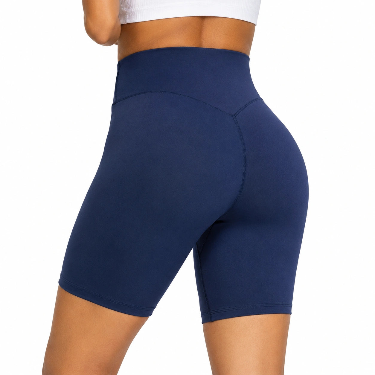 Short cycliste femme taille S en tissu extensible bleu marine taille haute sport