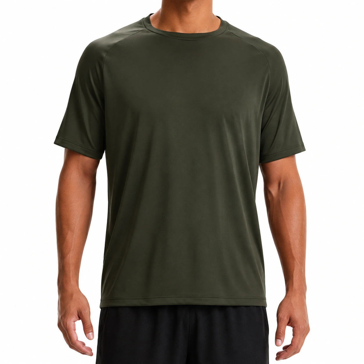 T-shirt homme taille M en tissu synthétique vert kaki sport coupe ample