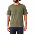 T-shirt homme taille M en maille vert kaki à poche poitrine coupe droite
