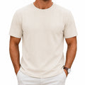 T-shirt homme L écru en maille texturée à manches courtes style décontracté