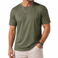 T-shirt homme taille L vert kaki à manches courtes col rond style décontracté